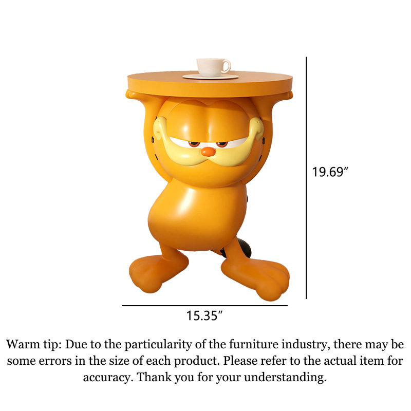 Orren Ellis Cartoon Resin Movable Garfield Cat Side Table Ornament